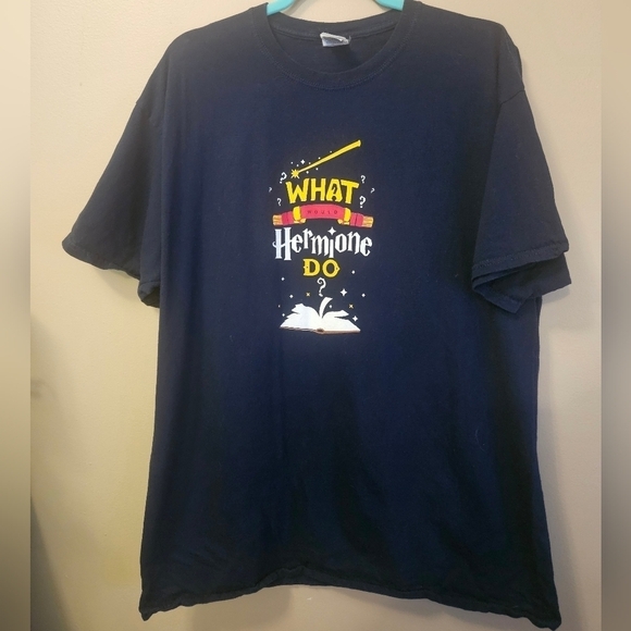 Fruit of the Loom Tops - Fruit Of The Loom What Would Hermione Do Navy Blue T Shirt Women's Size XL